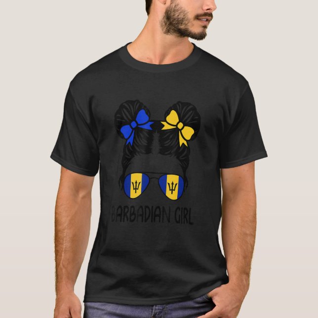 T-shirt Barbadienne Fille Messy Cheveux Barbade Pride Patr (Devant)