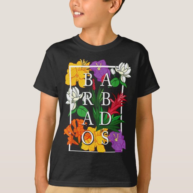 T-shirt Barbados Bajan Wildflower Pride Floral  (Devant)