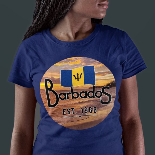 T-shirt "Barbados Est. Coucher de soleil de 1966 avec drap (Créateur téléchargé)