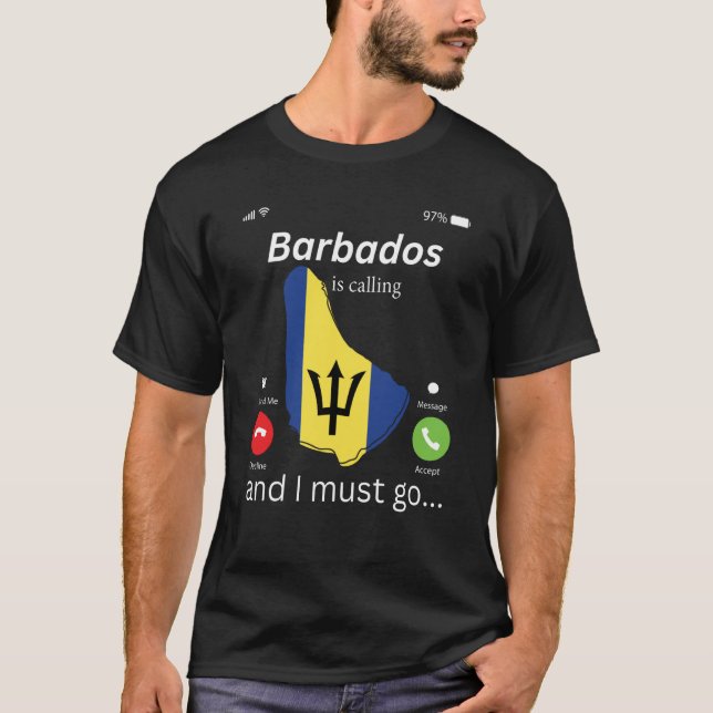 T-shirt Barbados Is Calling and I Must Go Barbados Map And (Devant)