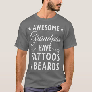 T-shirt Barbe et tatouage Cadeau Porté Grand-Père Classiqu