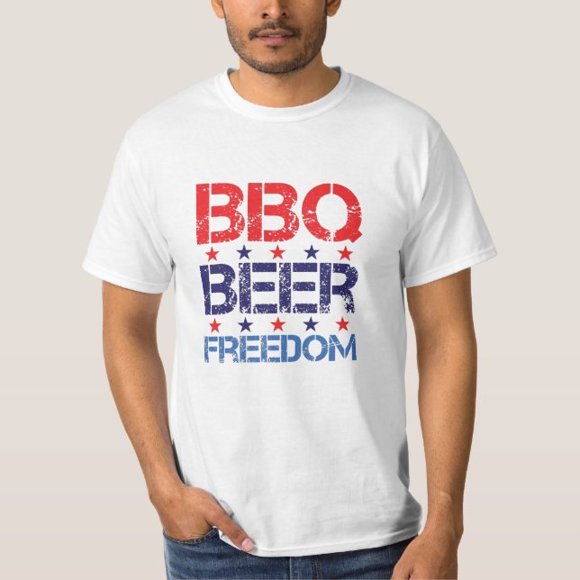 T-shirt Barbecue Beer Freedom T-Shirt, BBQ Lover, Élection (Devant)