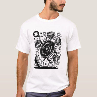 T-shirt Barbell Poids Lifting Cartoon