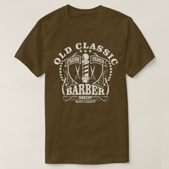 T-shirt Barber Barber Shop Fades Cheveux Coupes Vieux Écol (Design devant)