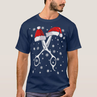 T-shirt Barber Ciseau Santa Hat Funny Barbershop Christma