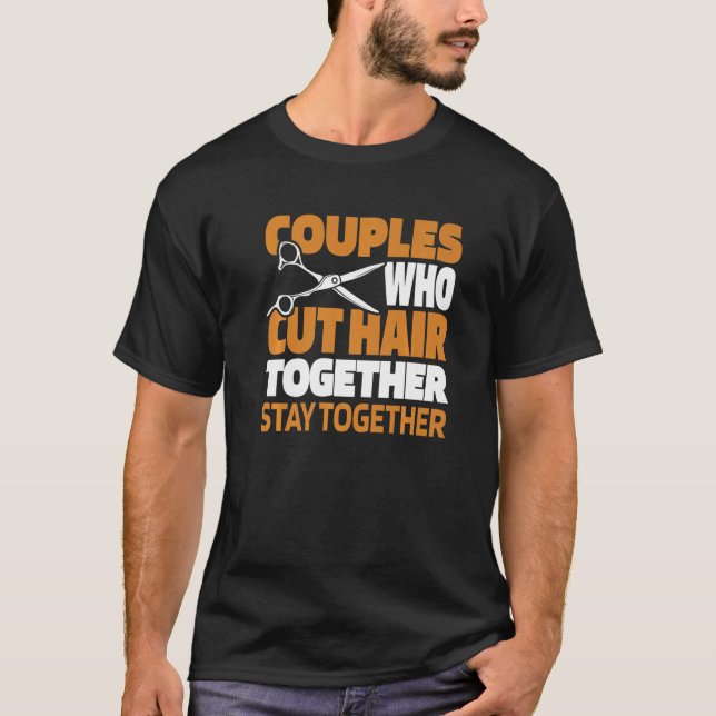 T-shirt Barber Couple Coiffeur Hairstyle  Haircut Beard Ba (Devant)