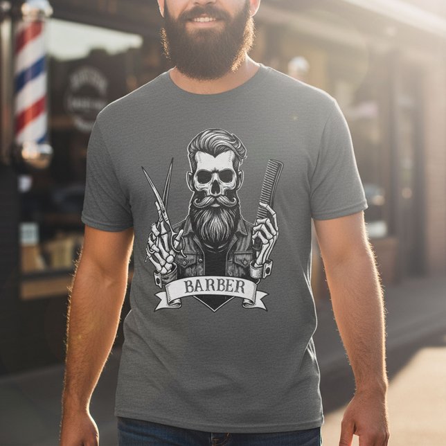 T-shirt Barber Skull Professional Hair Stylist Dark (Créateur téléchargé)