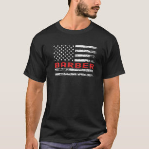 T-shirt Barber USA Drapeau Profession Rétro Titre du trava