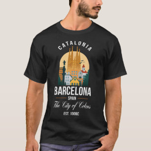 T-shirt Barcelona Espagne Skyline Souvenirs Famille Vacanc