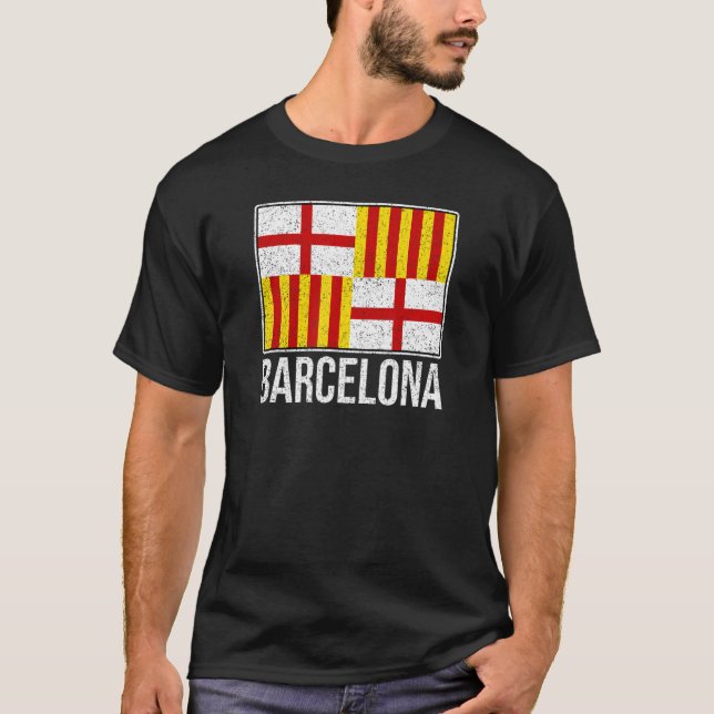 T-SHIRT BARCELONE ESPAGNE VILLE DRAPEAU CATALONIE 1 (Devant)