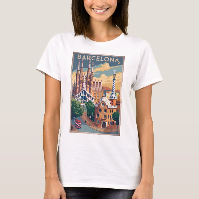 T-shirt Barcelone Espagne vintage (Devant)