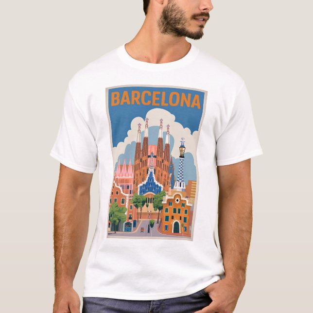 T-shirt Barcelone Espagne vintage (Devant)