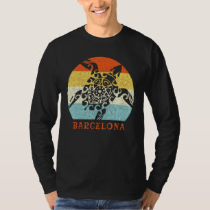 T-shirt Barcelone Espagne Vintage Retro Turtle Européen Va