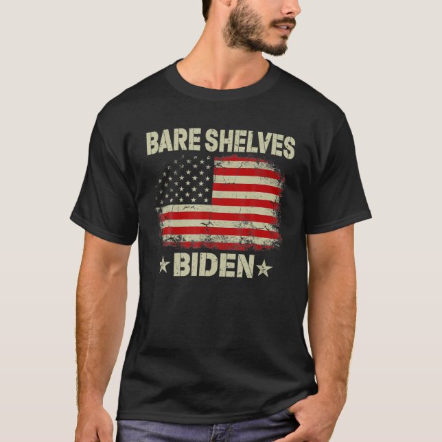 T-shirt Bare Shelves Biden Funny Meme American Flag (Devant)