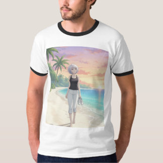 T-shirt Barefoot Sunset Stroll – Tropical Beach Art 