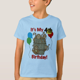 T-shirt Baril de 4ème anniversaire de singes
