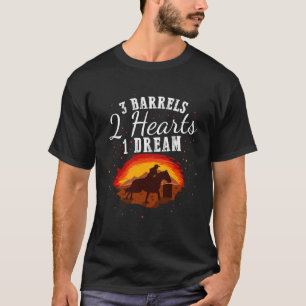 T-shirt Baril Racing Girls Horse équitation 2 Coeurs Un Dr