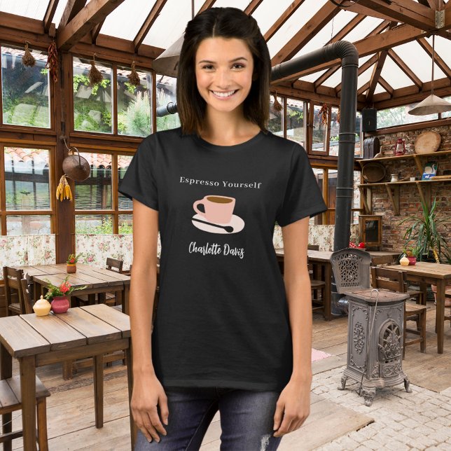 T-shirt Barista noir blanc tasse café nom citation (Créateur téléchargé)