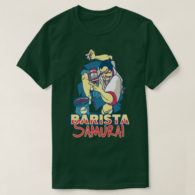 T-shirt Barista Samurai Motif de la presse française Café  (Design devant)