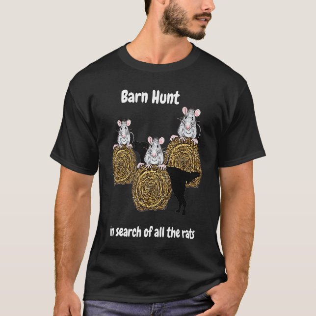 T-shirt Barn Hunt  search of rats with Flat coated Retriev (Devant)