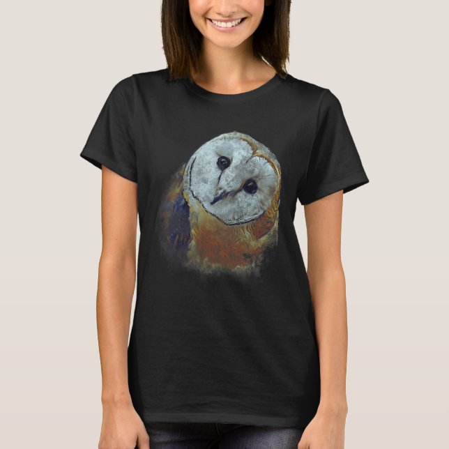 T-shirt Barn Owl Painting Owl Art  (Devant)