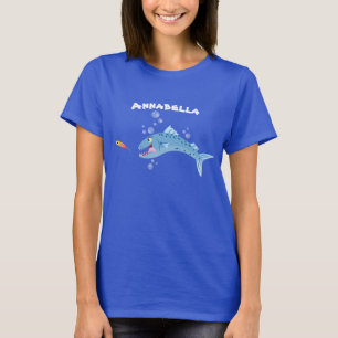 T-shirt Barracuda, dessin animé de pêche affamé