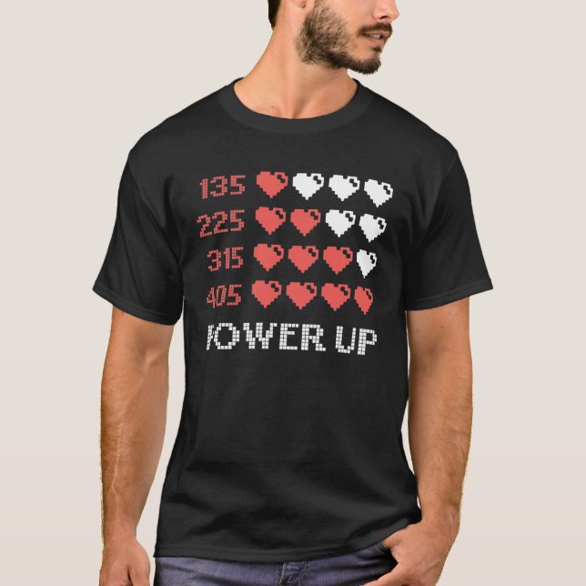 T-shirt Barre Power Up, Amusant, Gamer, Rétro, Geek, Nerd (Devant)