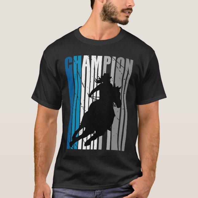 T-shirt Barrel Racing Champion Horse Riding Teal Cowgirl W (Devant)
