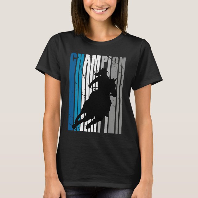 T-shirt Barrel Racing Champion Horse Riding Teal Cowgirl W (Devant)