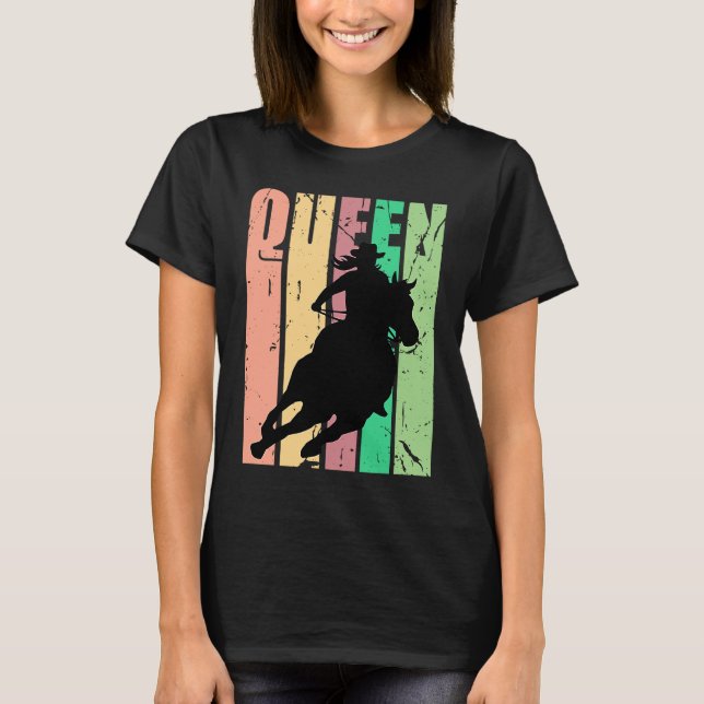 T-shirt Barrel Racing Queen Rodeo Women Cowgirls Retro Vin (Devant)