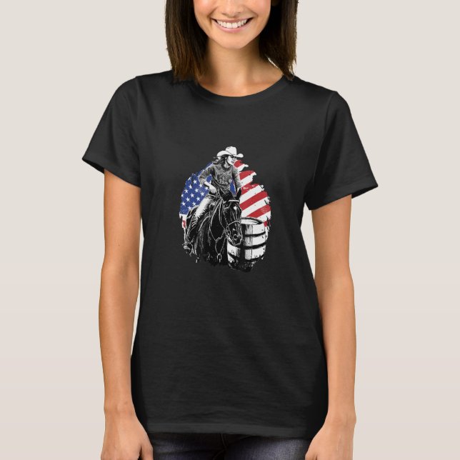 T-shirt Barrel Riding Western Cowgirl (Devant)