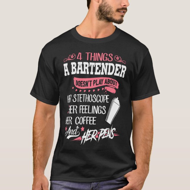 T-shirt Bartender - 4 choses dont un barman ne parle pas (Devant)