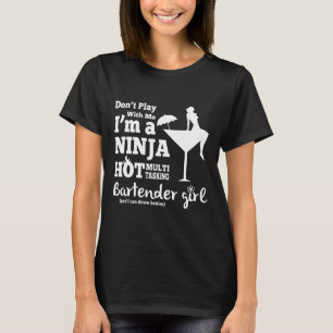 T-shirt Bartender Bartender Girl Noir rogné Mixolog supéri