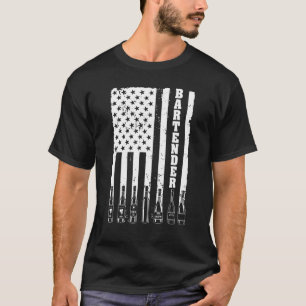 T-shirt Bartender For Men Women Us Drapeau Patriotique Bar