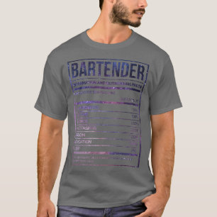 T-shirt Bartender Funny Bartending Nutrition Étiquette 2