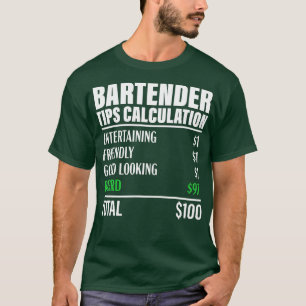 T-shirt Bartender Funny Beard ips Calcul Bartending