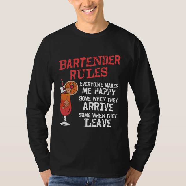 T-shirt Bartender Mixologist Bartender Rules Everyone Make (Devant)