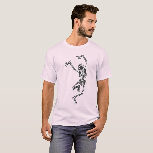 T-shirt basc pour homme de squelette de danse vint (Devant entier)