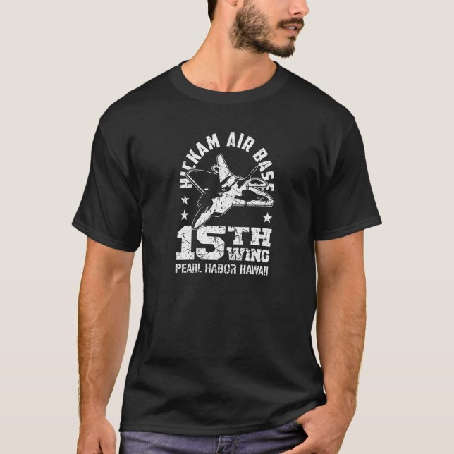 T-shirt Base aérienne de Hickam Pearl Harbour Hawaii 15e E (Devant)