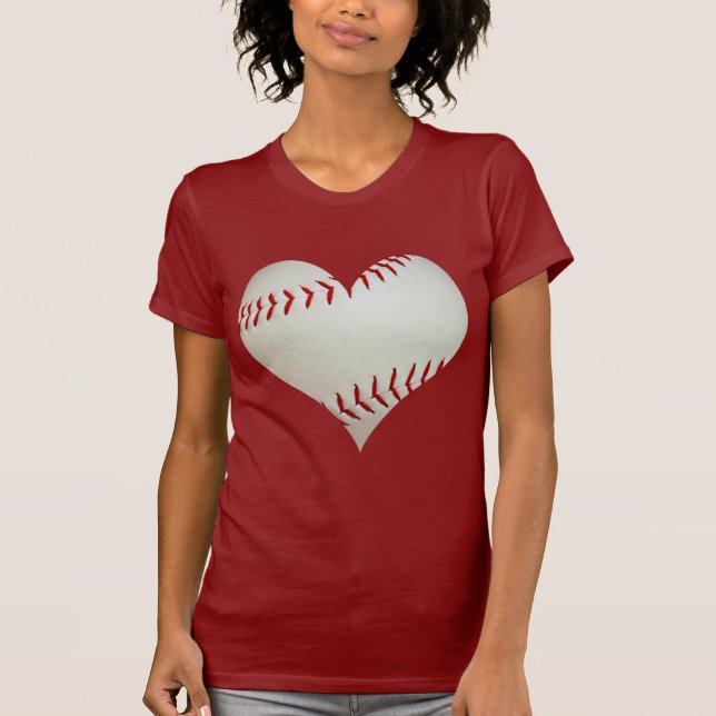 T-shirt Base-ball américain dans une forme de coeur (Devant)
