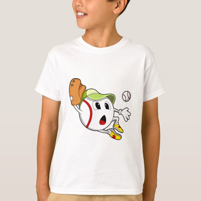 T-shirt Base-ball avec Baseball Glove & Cap (Devant)