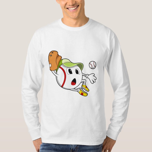 T-shirt Base-ball avec Baseball Glove & Cap (Devant)