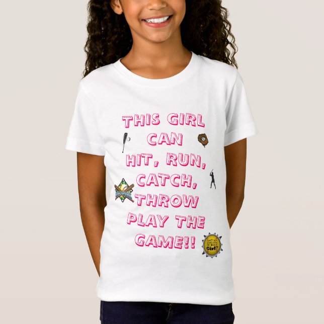 T-Shirt base-ball-filles, joueur Silhou de (Devant)