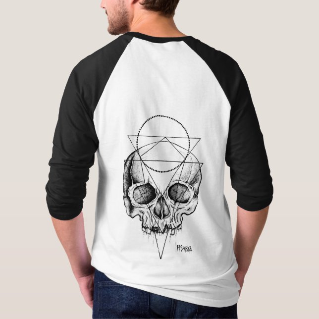 T-shirt Base-ball Jersey macabre du crâne des hommes (Dos)