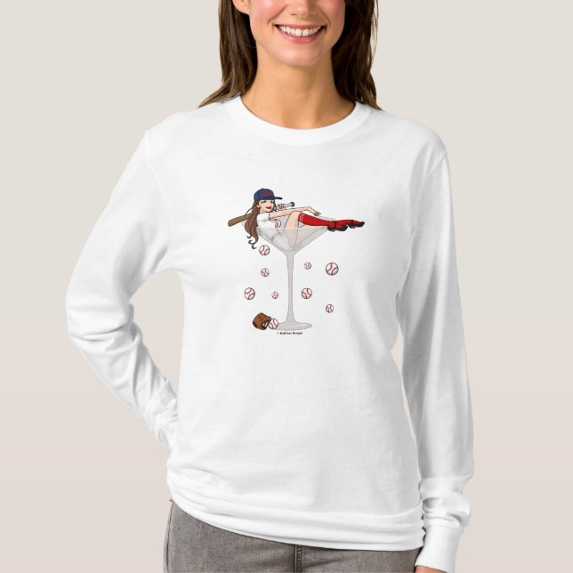 T-shirt Base-ball Martini de fille de Boston (Devant)