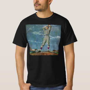 T-shirt Base-ball sportif vintage, lanceur dans un match d