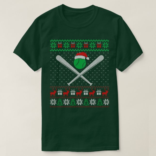 T-shirt Base-ball Ugly Christmas Sweater (Design devant)