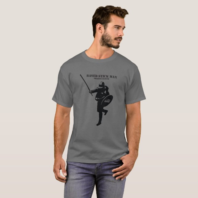 T-shirt basé d'homme de bâton (Devant entier)