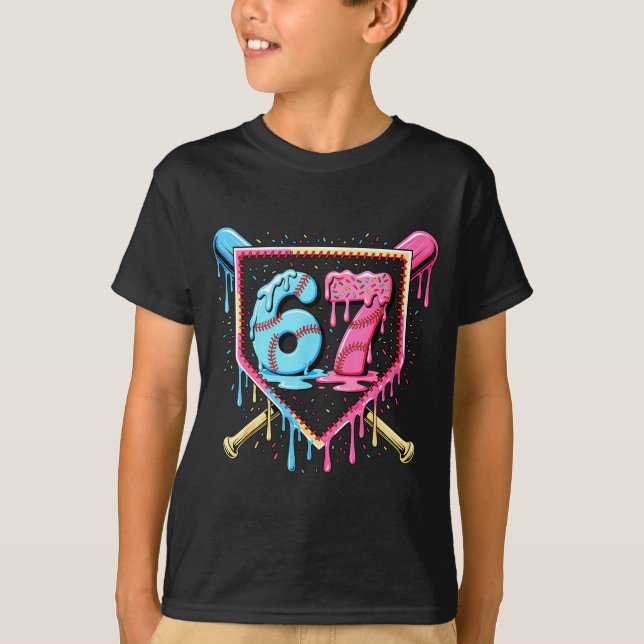 T-shirt Baseball 67 Ice Cream Drip Funny Six Seven Meme Bo (Devant)