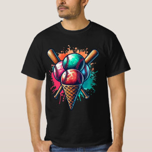 T-shirt Baseball & Crème de glace - Sports d'été doux